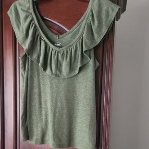 Old Navy Olive Green Ruffle-Trim Tank Top